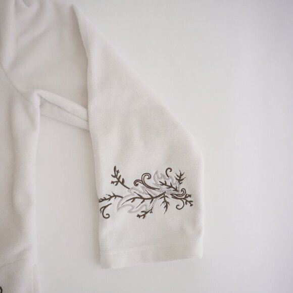 Vintage Jasper Canada White Travel Fall Leaves Zip Up Fleece Sweater M - Picture 5 of 11